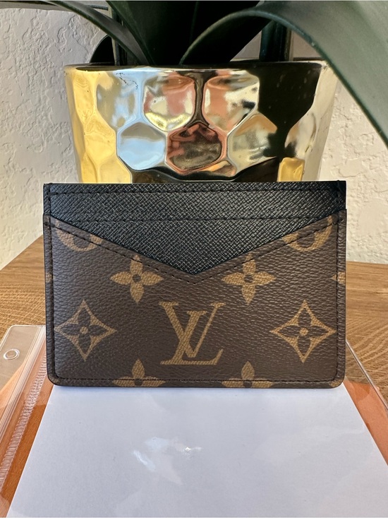 Louis Vuitton Accessories - Louis Vuitton Brown Monogram Card Holder with Black Top